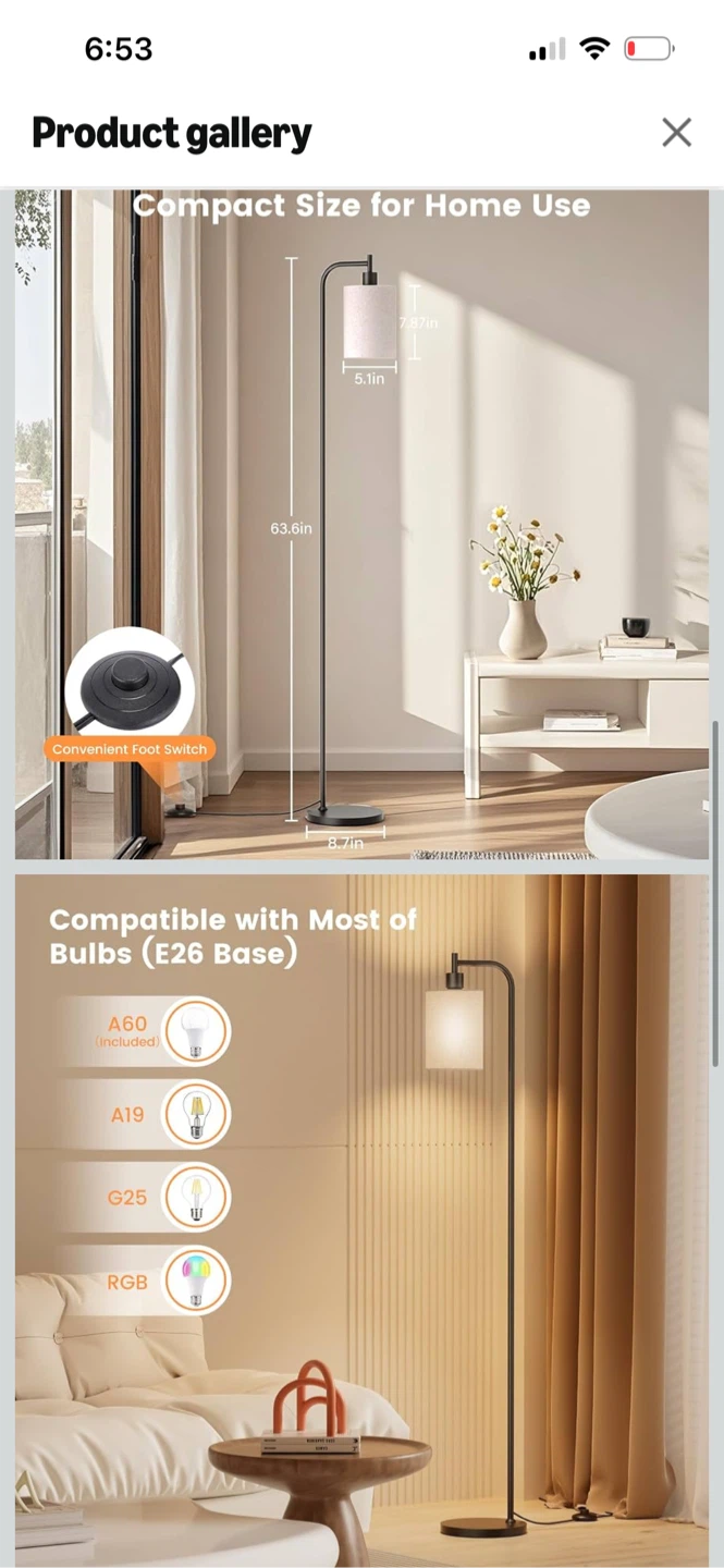 SIBRILLE Floor Lamp Remote Control & 3 Color Temps - photo 2
