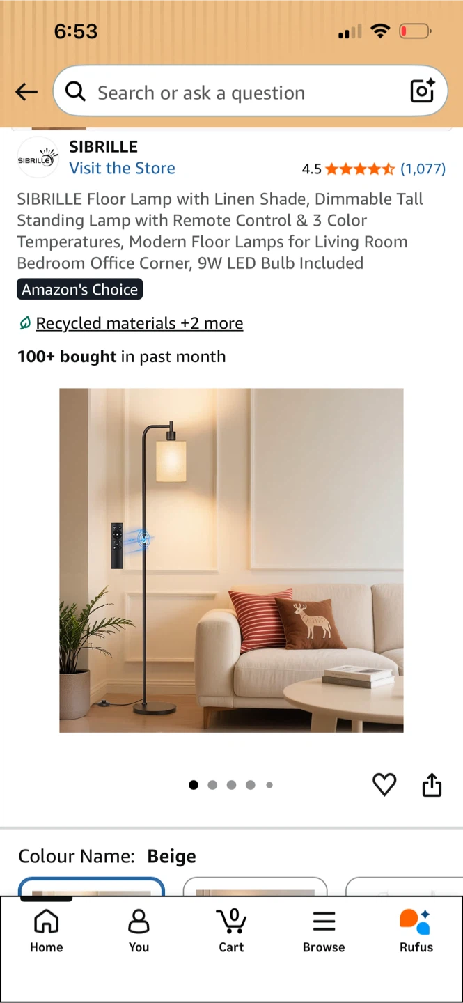 SIBRILLE Floor Lamp Remote Control & 3 Color Temps - photo 4