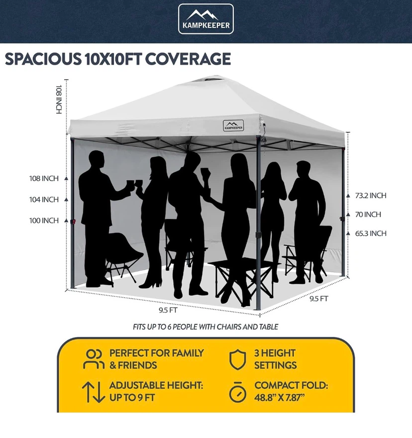 KampKeeper 10x10ft Pop-Up Canopy Tent - photo 3