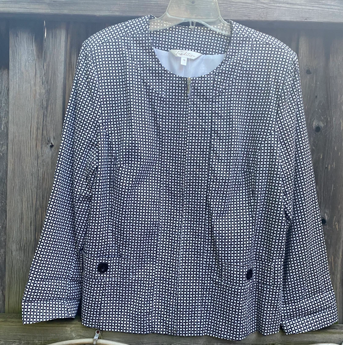 Tradition Women's Black & White Patterned Blazer - Size 16 - photo 2