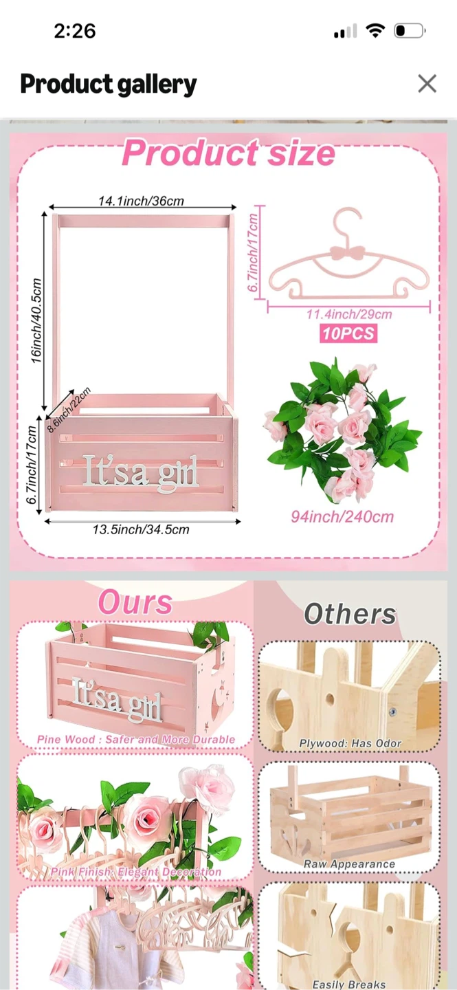 Pink Wooden Baby Shower Closet Organizer - photo 2