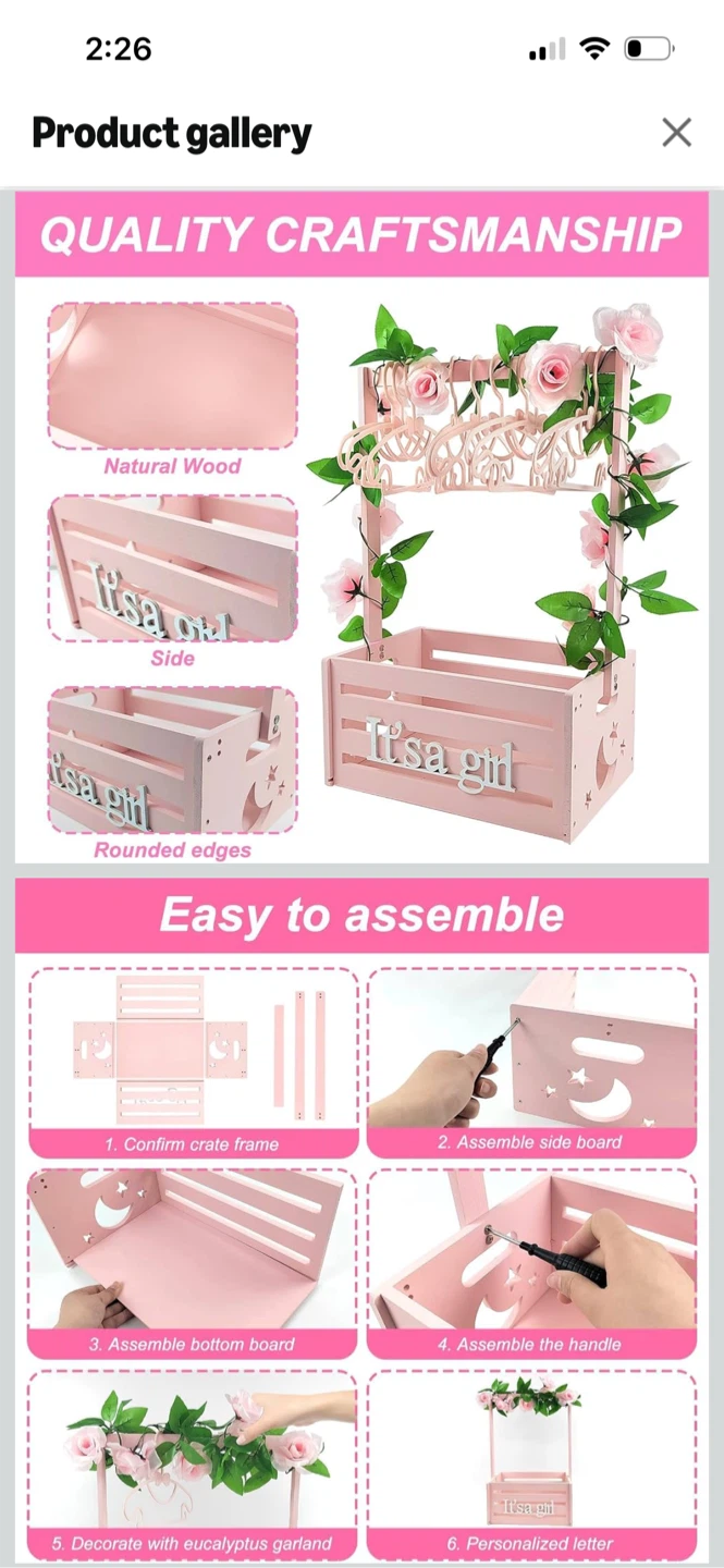 Pink Wooden Baby Shower Closet Organizer - photo 3