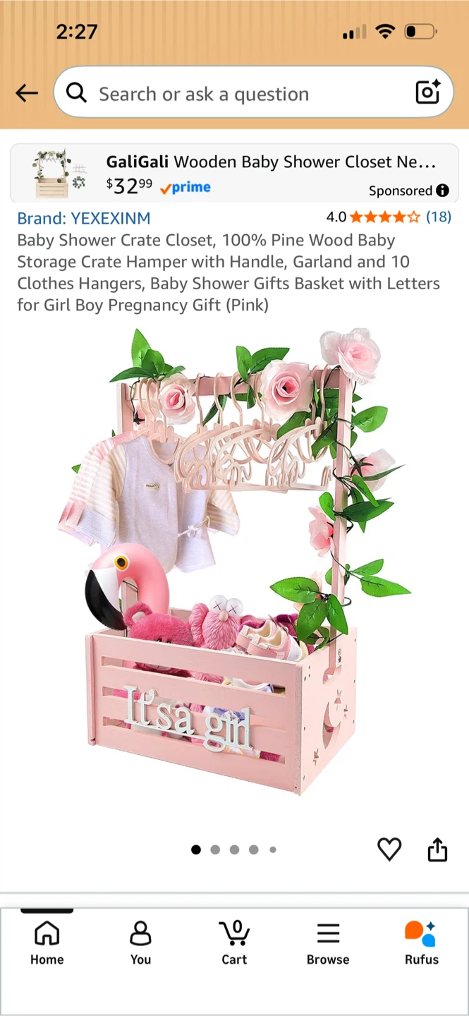 Pink Wooden Baby Shower Closet Organizer - photo 5