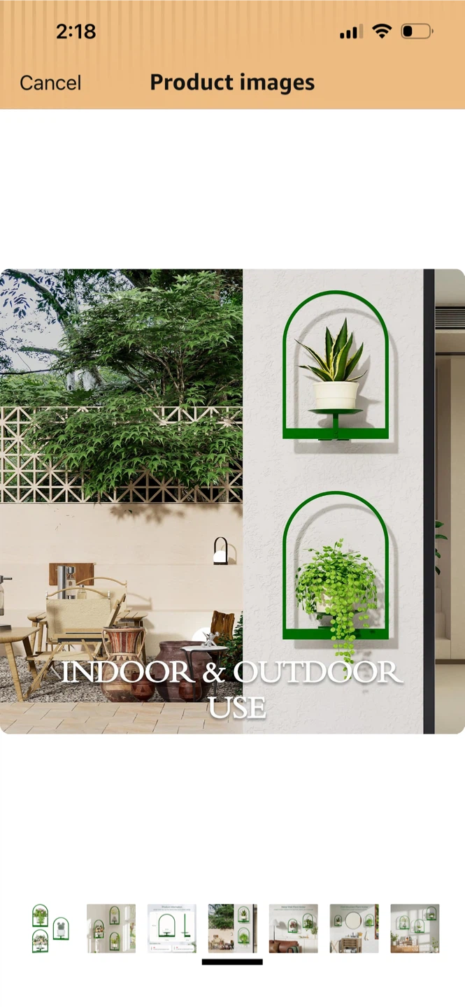 Metal Wall Plant Holder - Green - photo 4