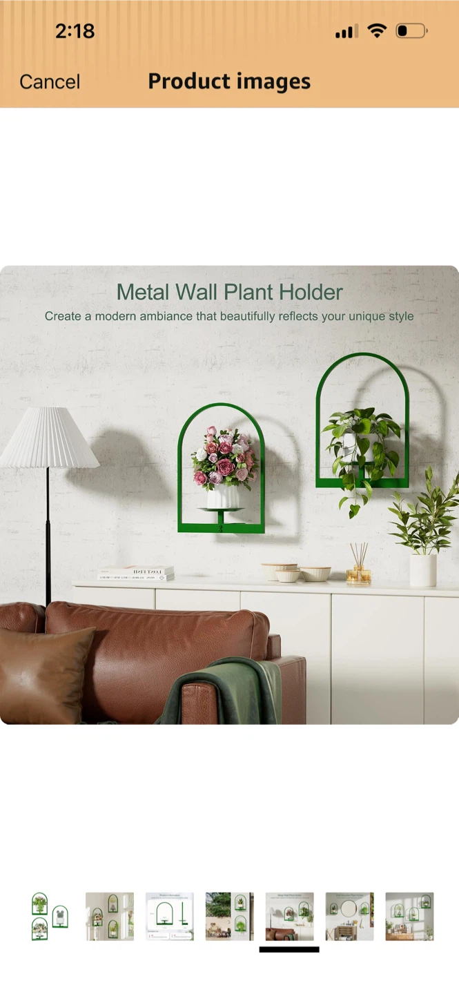 Metal Wall Plant Holder - Green - photo 5