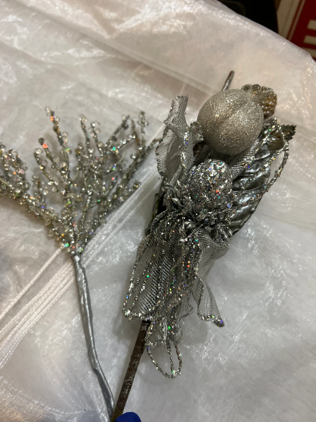 Sparkly Silver Christmas Picks (Set of 2) - photo 2