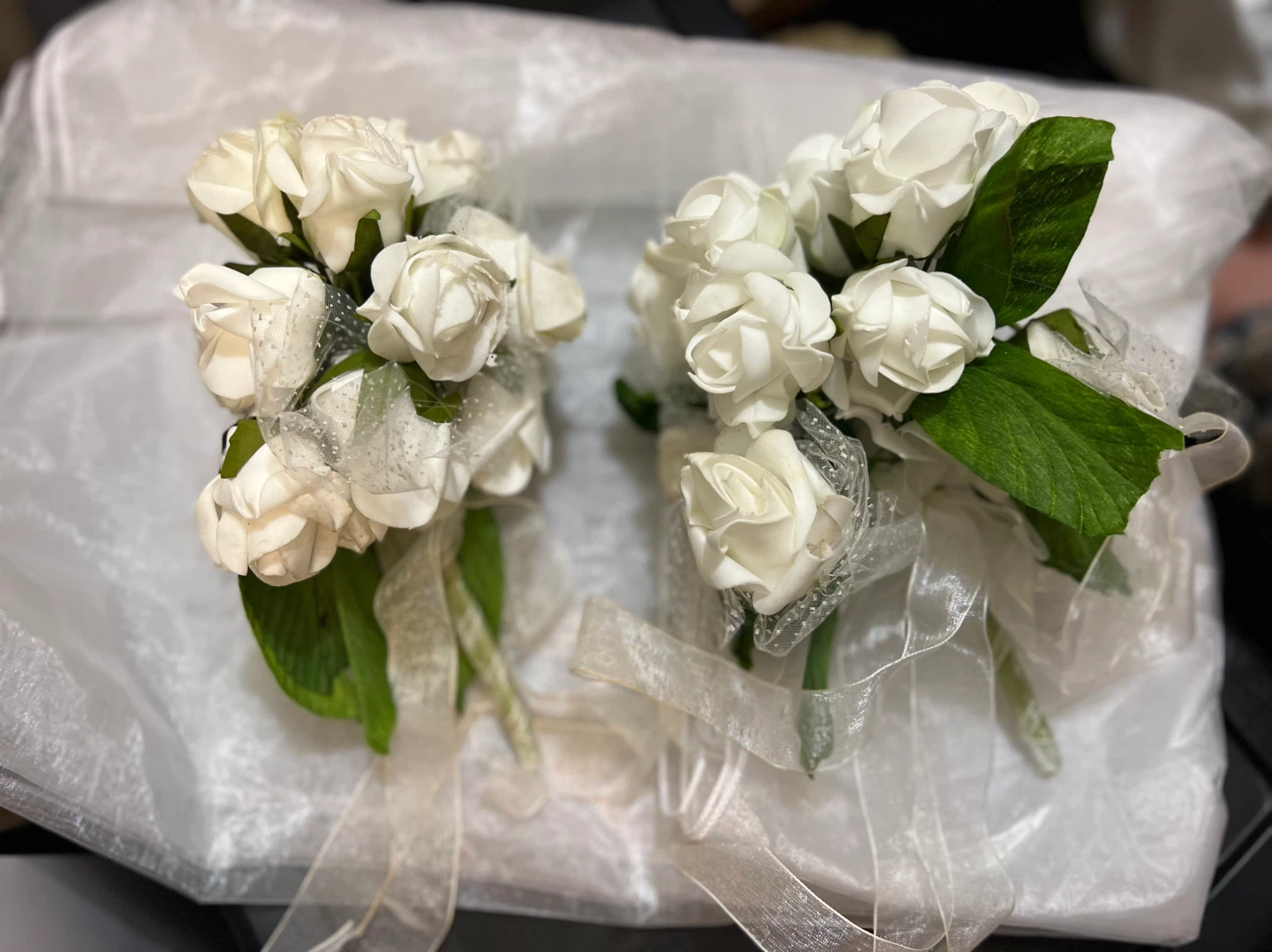 Set of 2 White Rose Boutonnieres