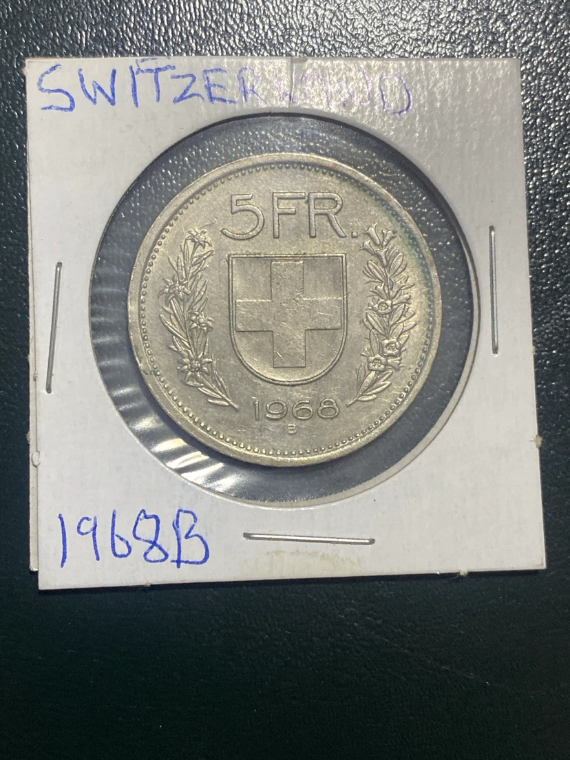 Switzerland 5 Franc Coin 1968 - photo 2