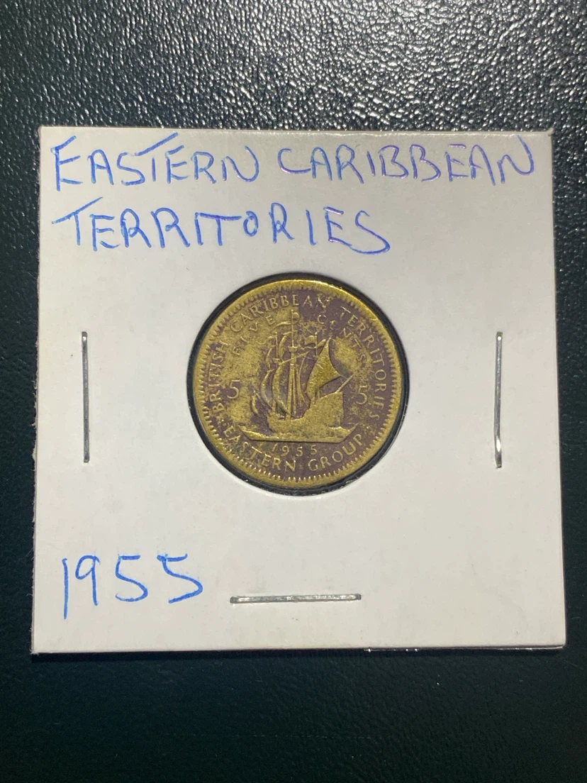 1955 Eastern Caribbean Territories 5 Cents Coin - photo 2
