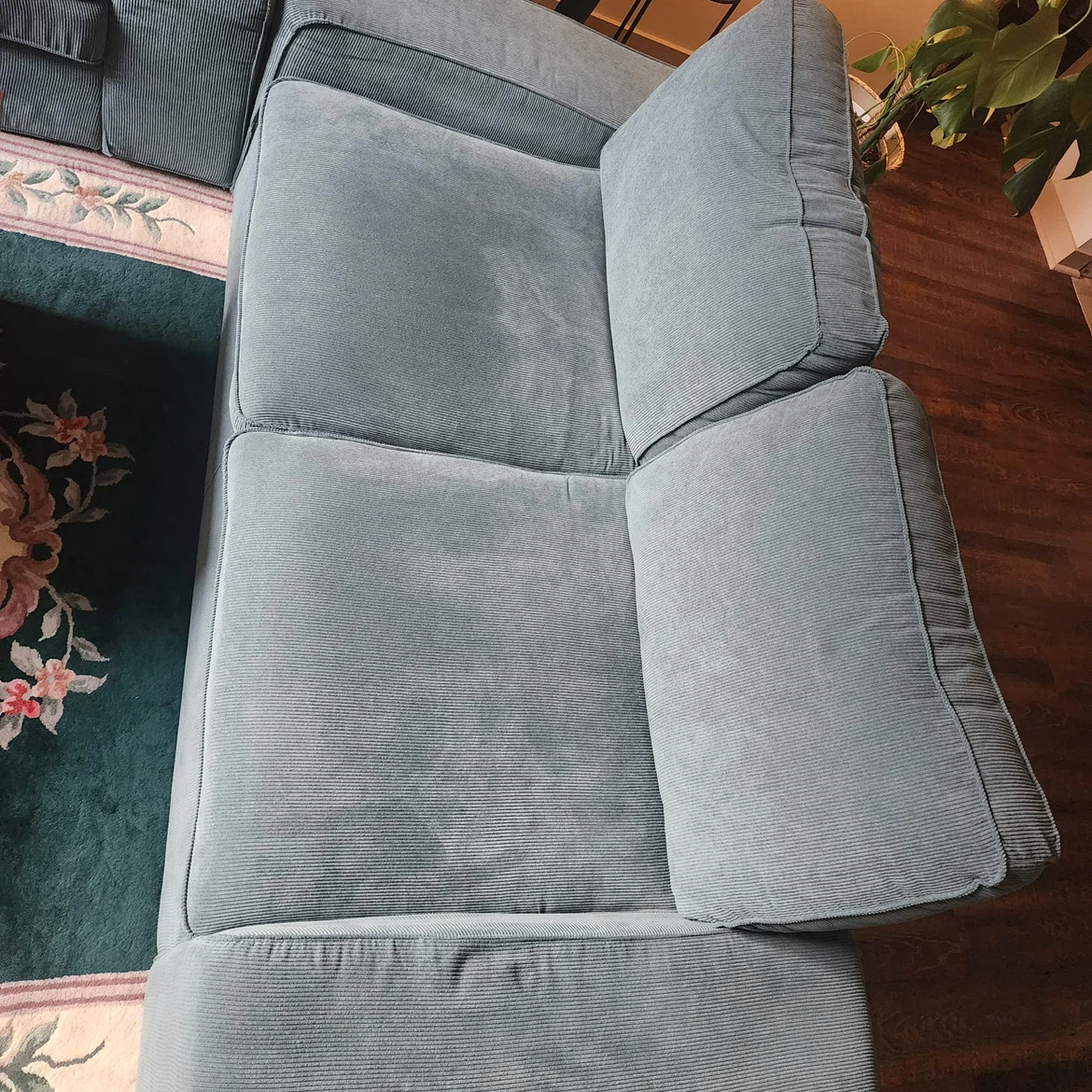 Light Blue Corduroy Sofa