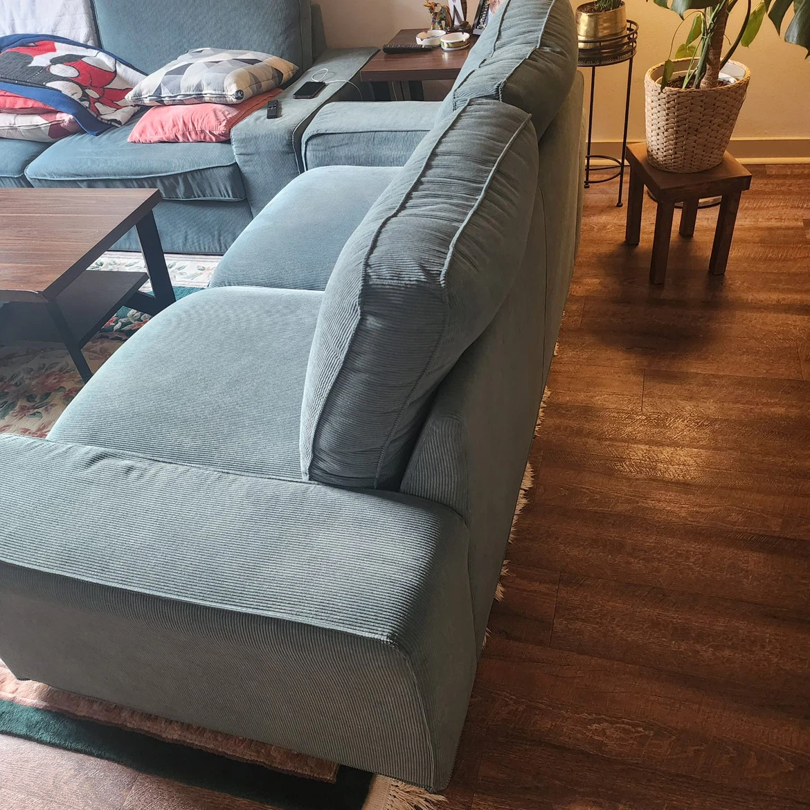 Light Blue Corduroy Sofa - photo 4