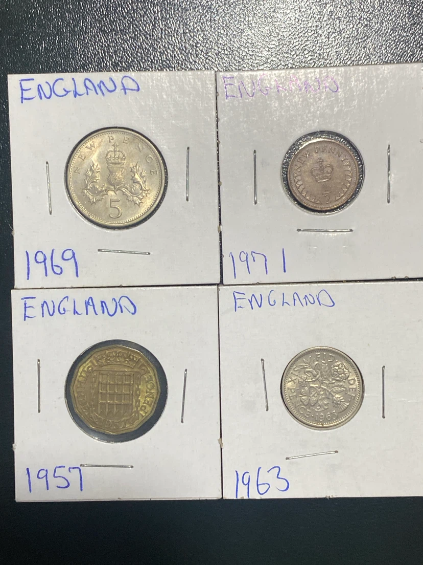 Collection of 4 England Coins