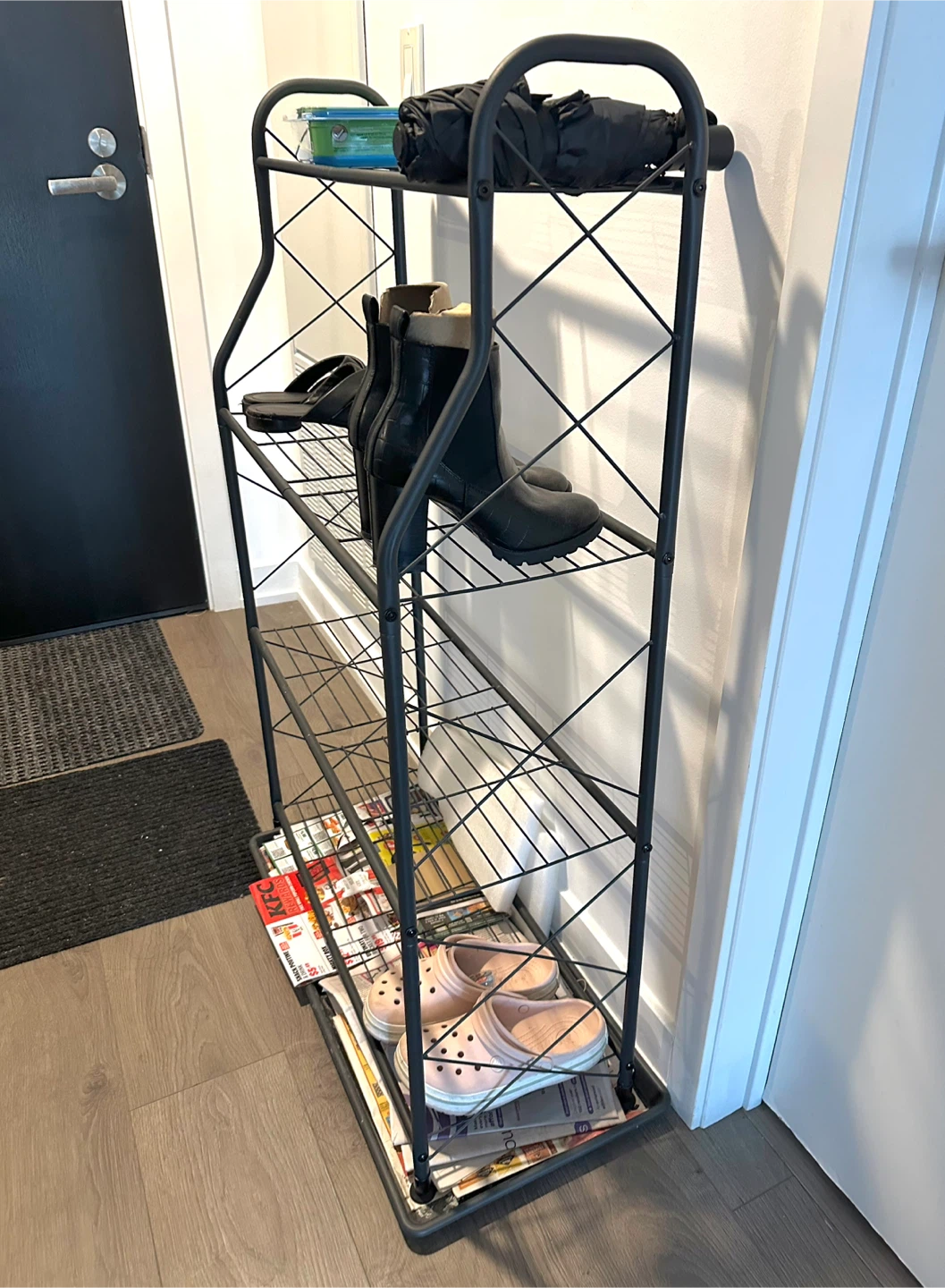 Black Metal 4-Tier Shoe Rack - photo 2