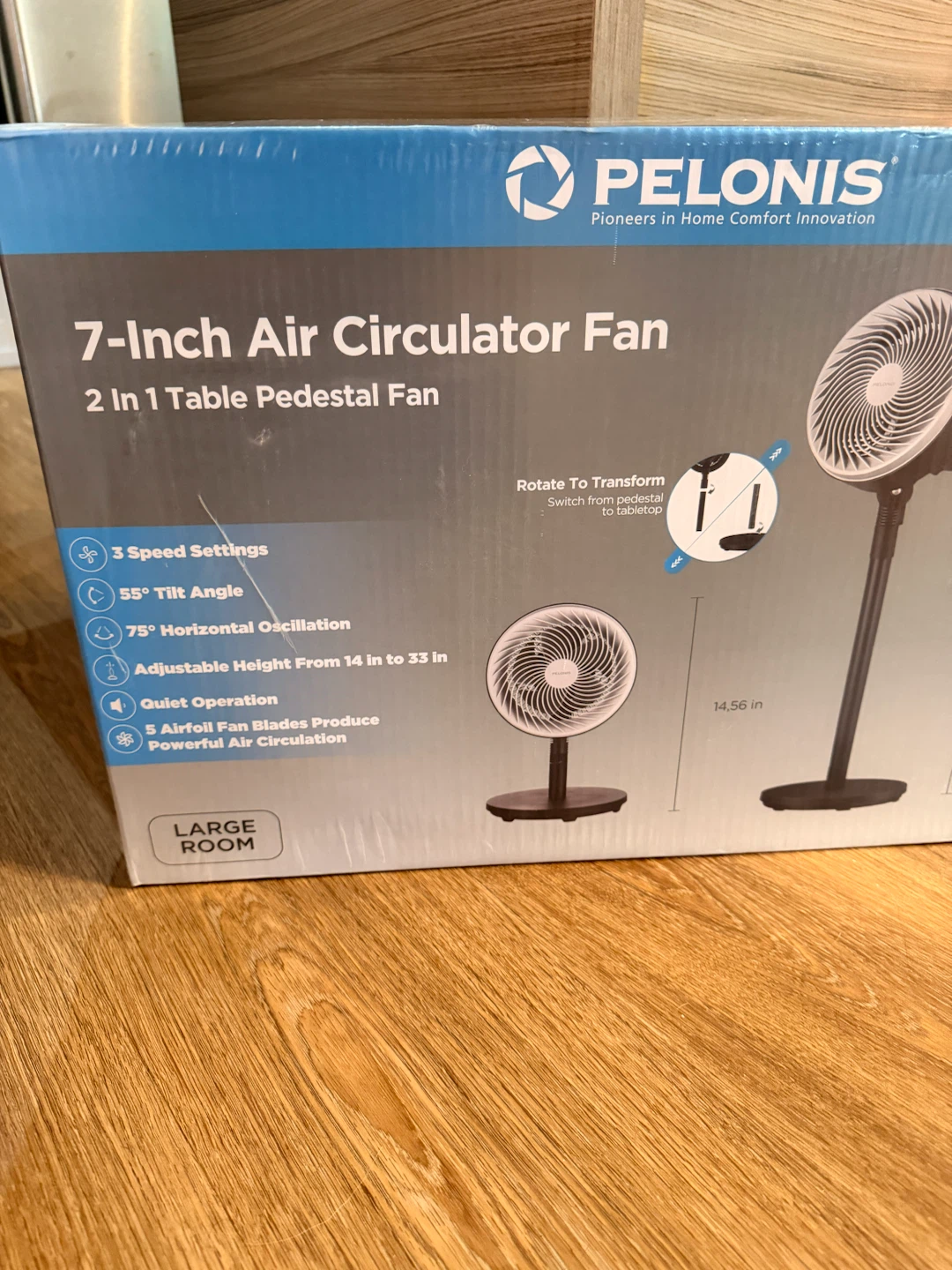 Pelonis 7-Inch Air Circulator Fan - 2-in-1 Table Pedestal Fan - photo 2