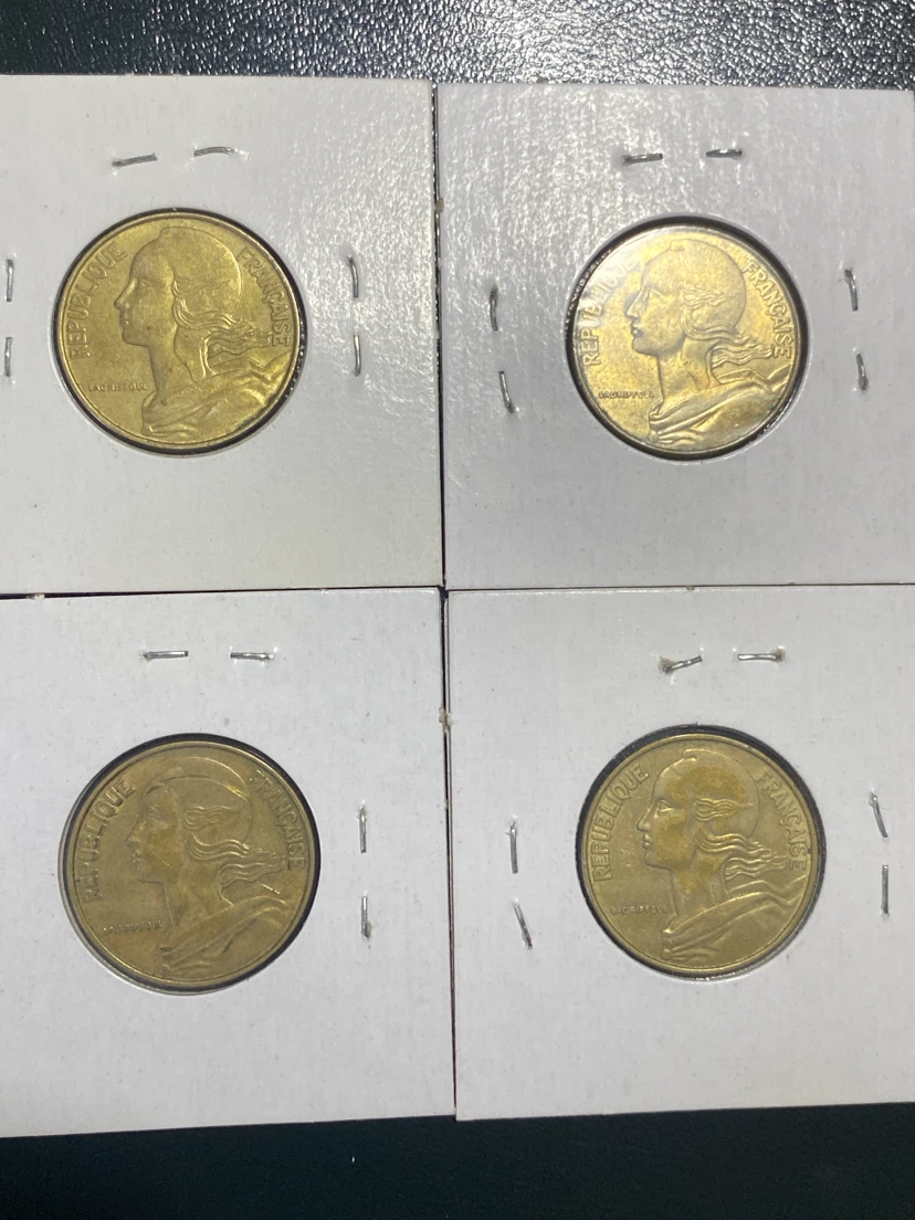 Four French 20 Centimes Coins - photo 2