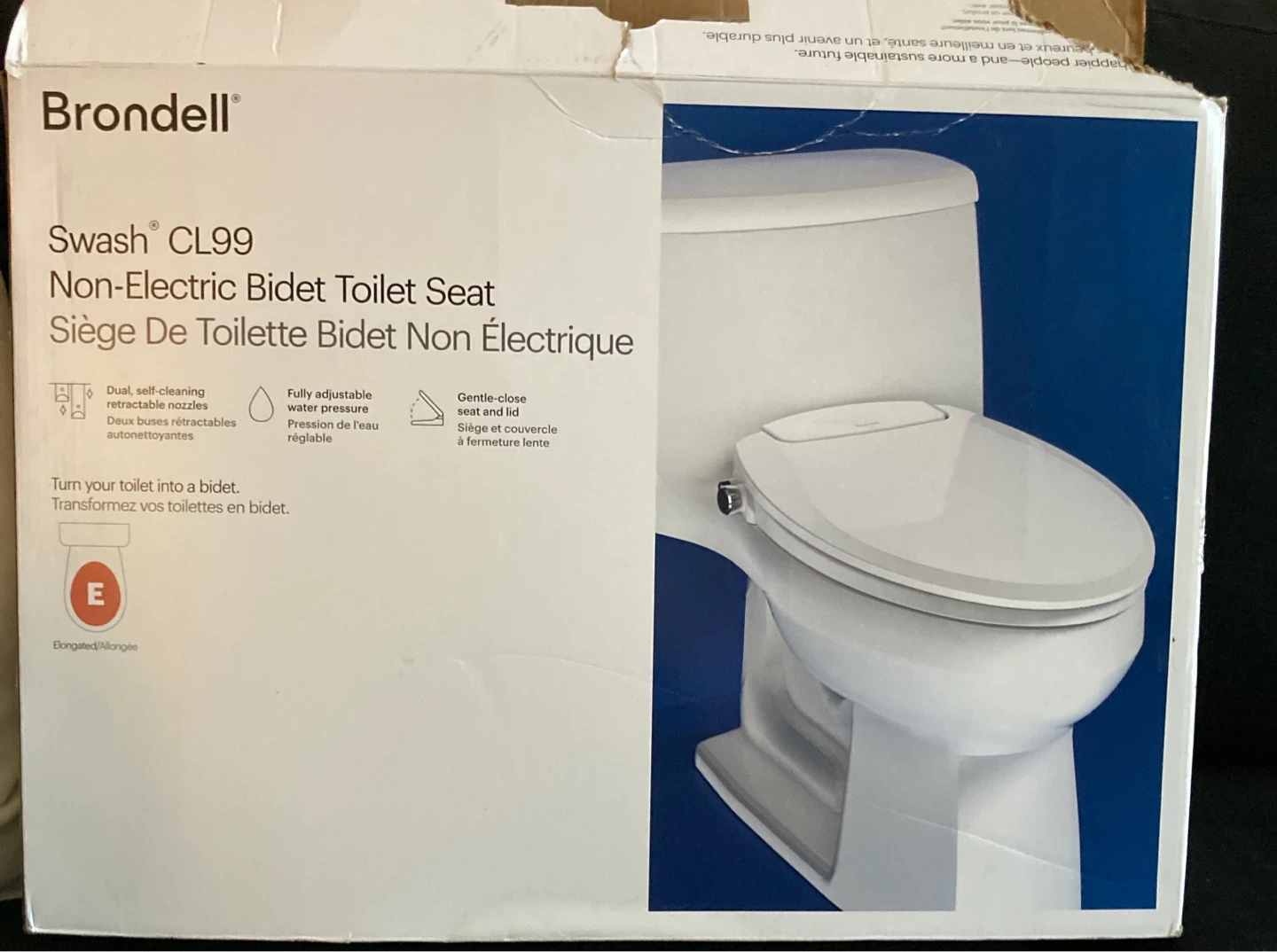 Brondell Swash CL99 Non-Electric Bidet Toilet Seat - Elongated