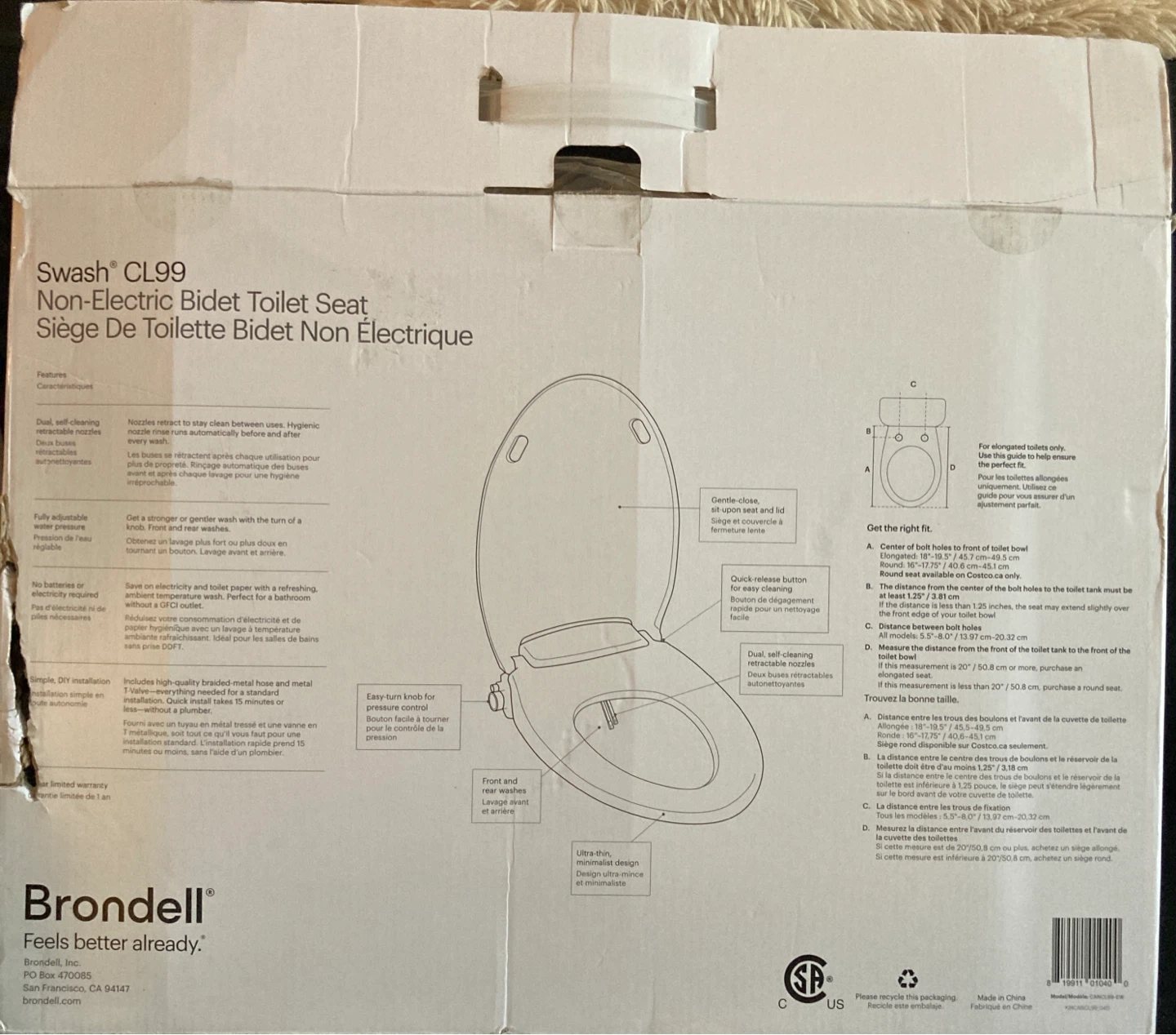 Brondell Swash CL99 Non-Electric Bidet Toilet Seat - Elongated - photo 2