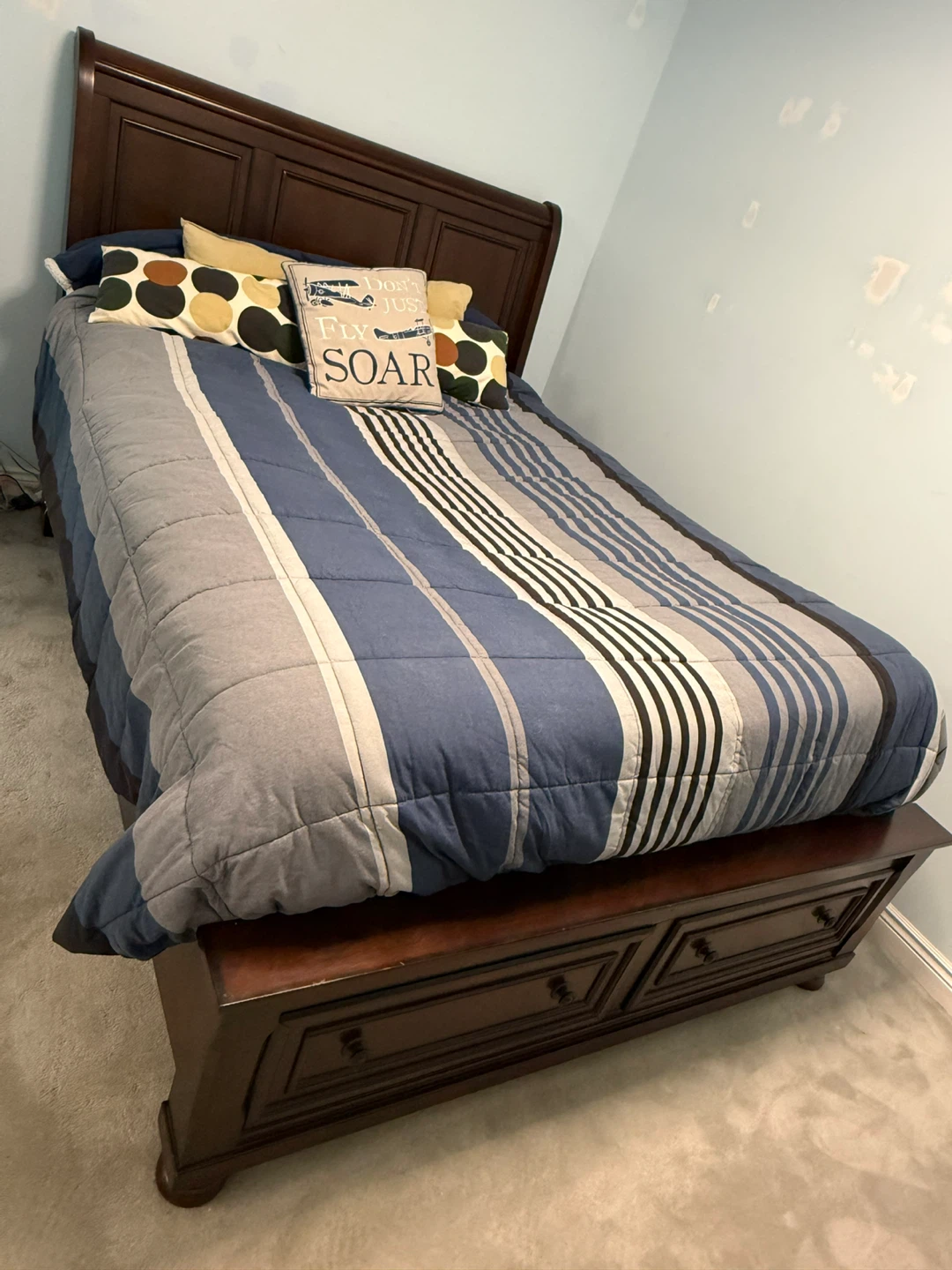 Queen Dark Wood Queen Storage Bed Frame with Drawers