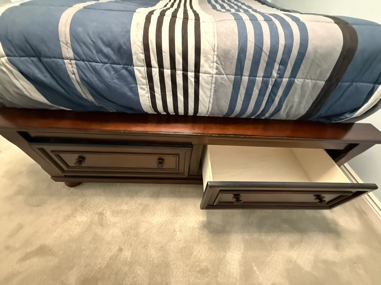 Queen Dark Wood Queen Storage Bed Frame with Drawers - photo 3