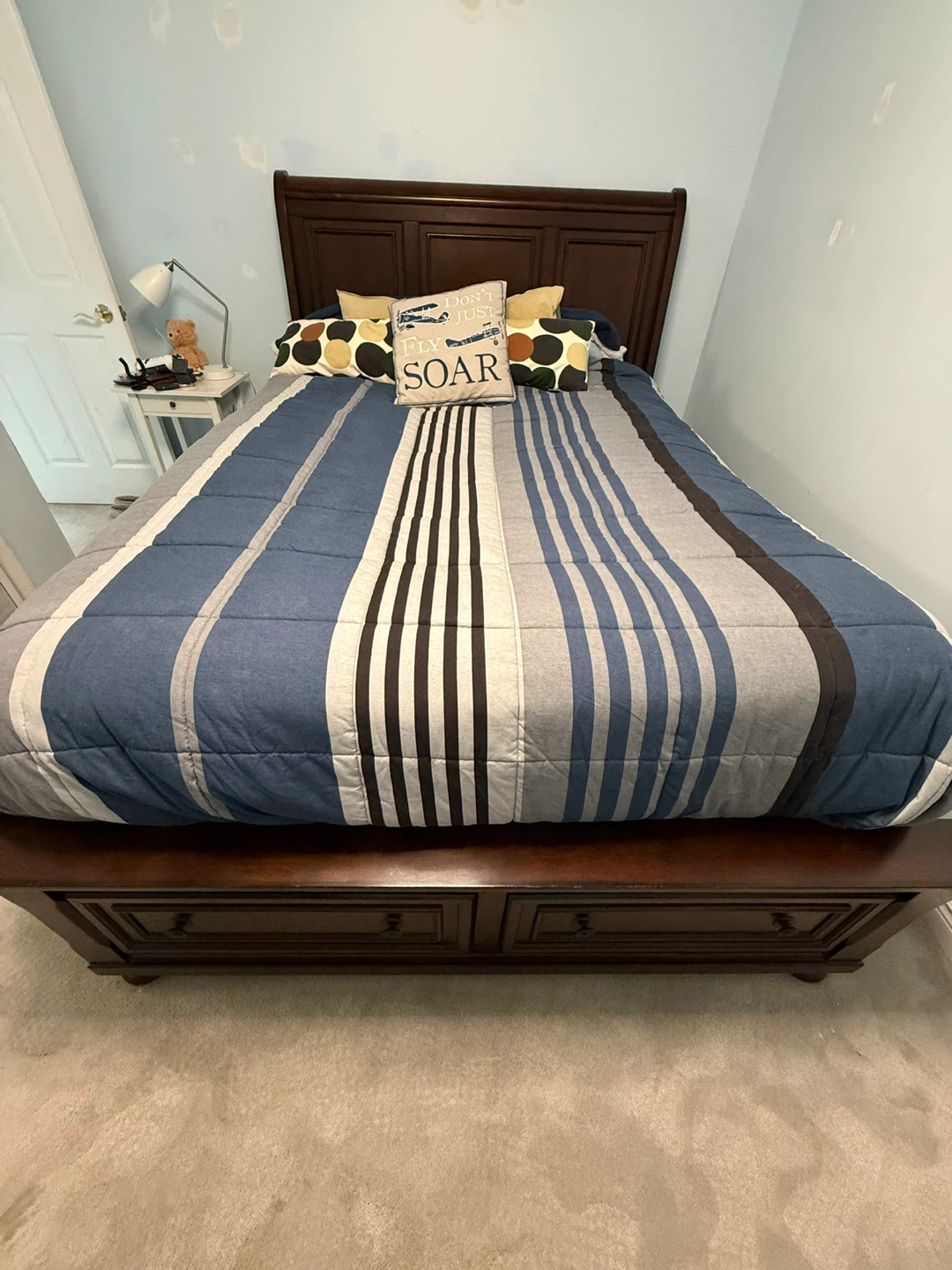 Queen Dark Wood Queen Storage Bed Frame with Drawers - photo 4