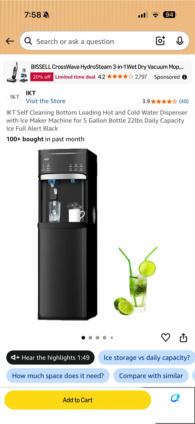 Hot and Cold Water Dispenser with Ice Maker Machine - photo 2