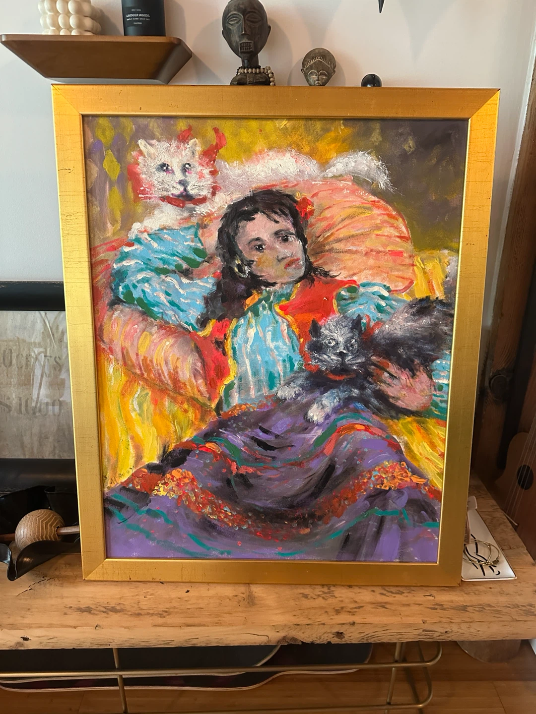 ORIGINAL 2003 KELVIN MCAVOY OIL PAINTING CANVAS WOMAN W CATS ART