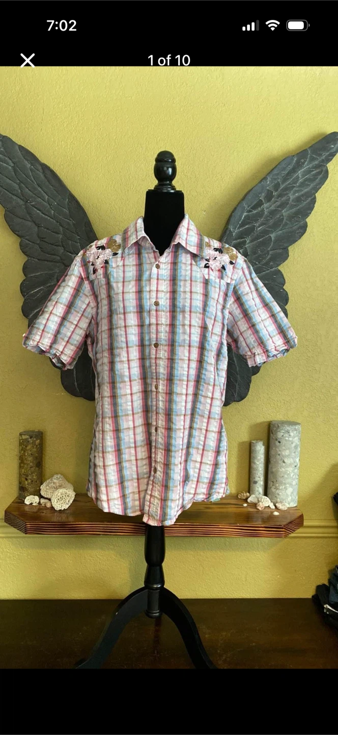 Mexx Button Down Plaid Shirt With Embroidery