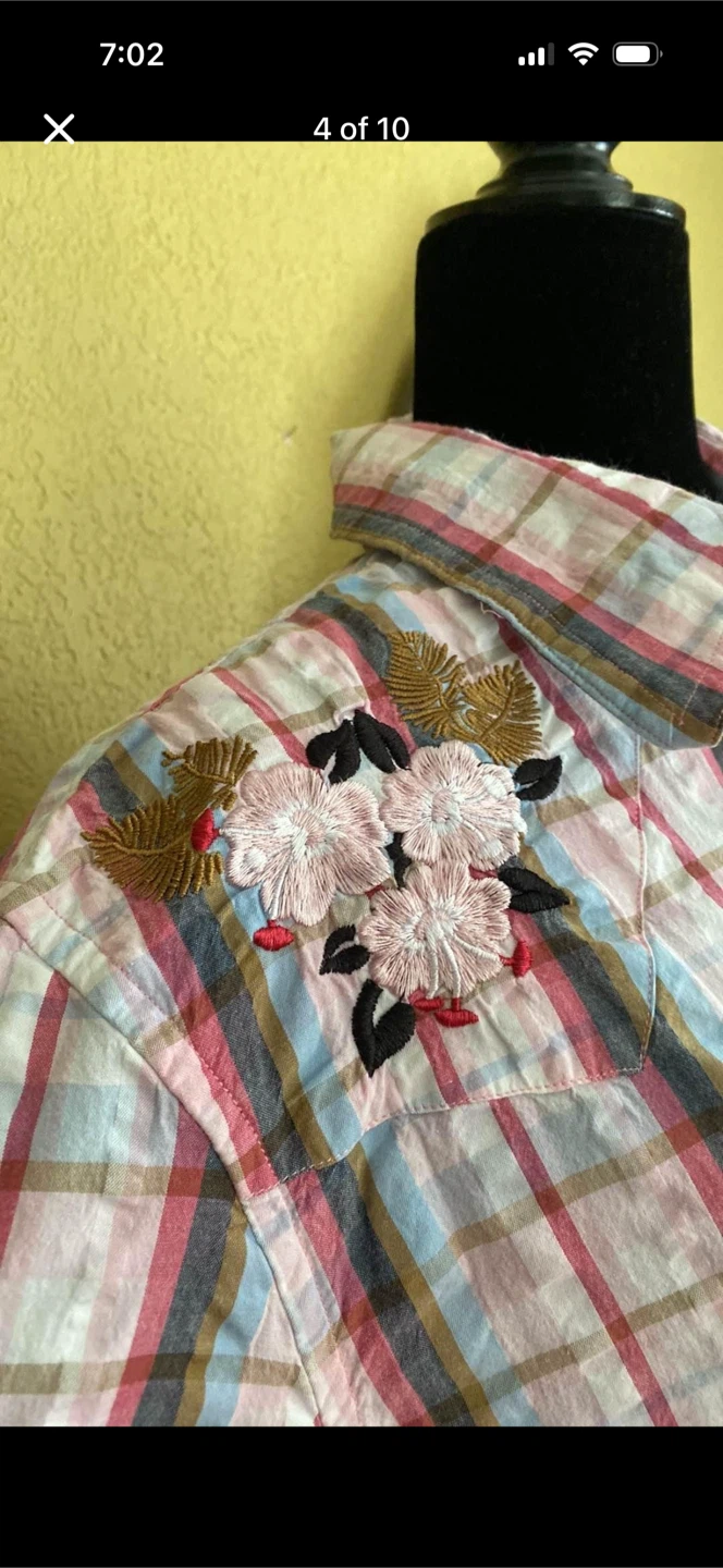 Mexx Button Down Plaid Shirt With Embroidery - photo 4
