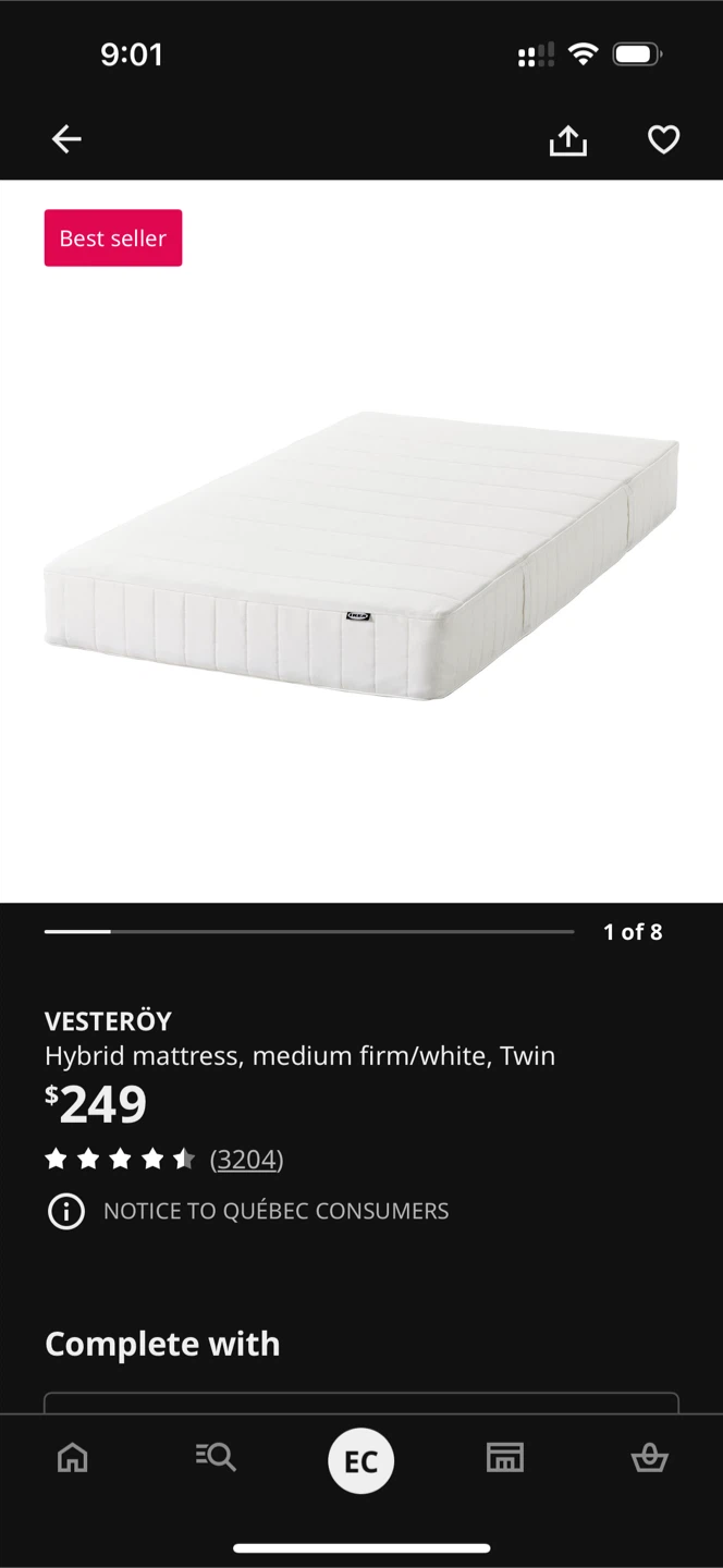 IKEA VEVELSTAD Bed Frame and VESTERÖY twin mattress - photo 2