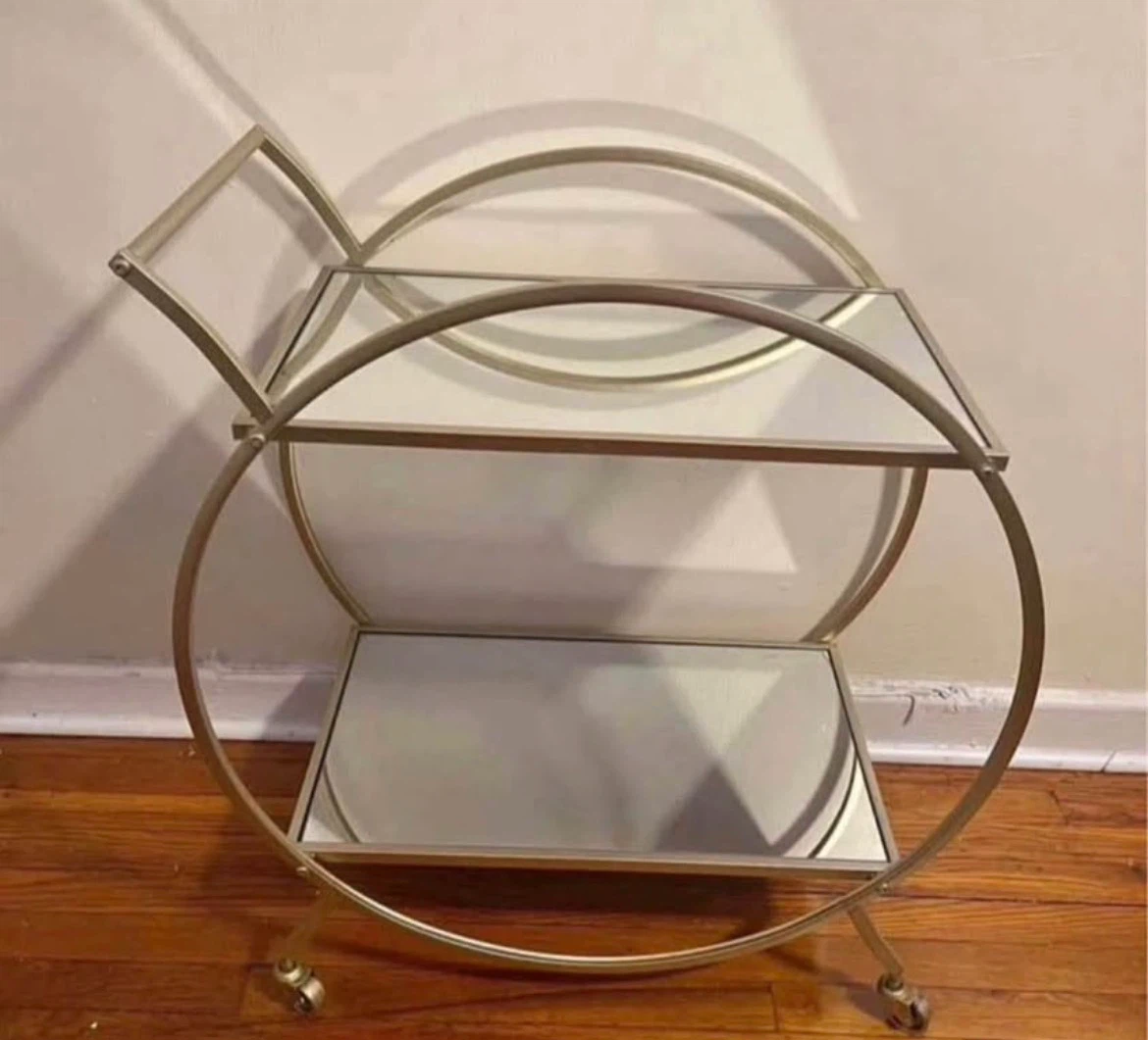 Mirrored Rolling Bar Cart $100