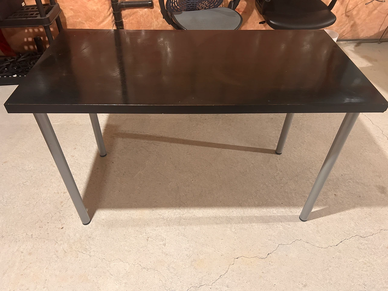 Dark Wood Desk with Metal Legs