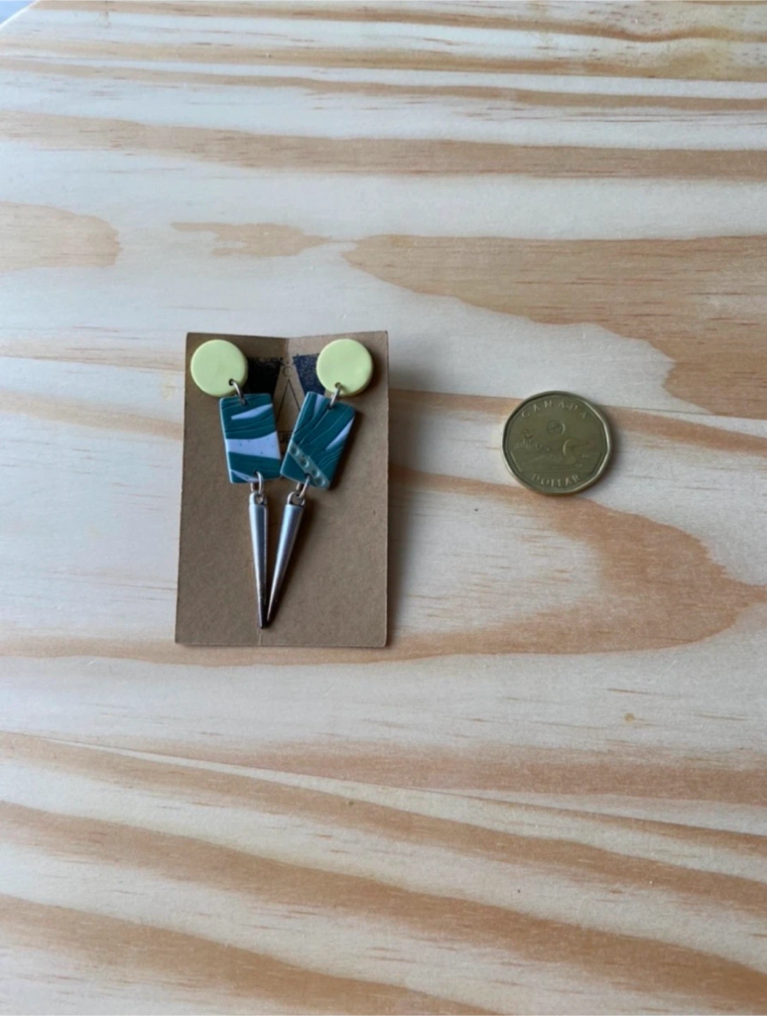 Handmade Polymer Yellow Green Clay Dangle Earrings - photo 2