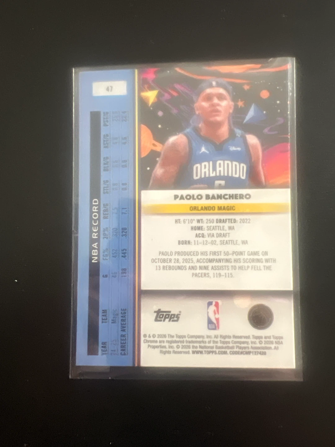Paolo Banchero Orlando Magic 2026 Topps Basketball Card - photo 2