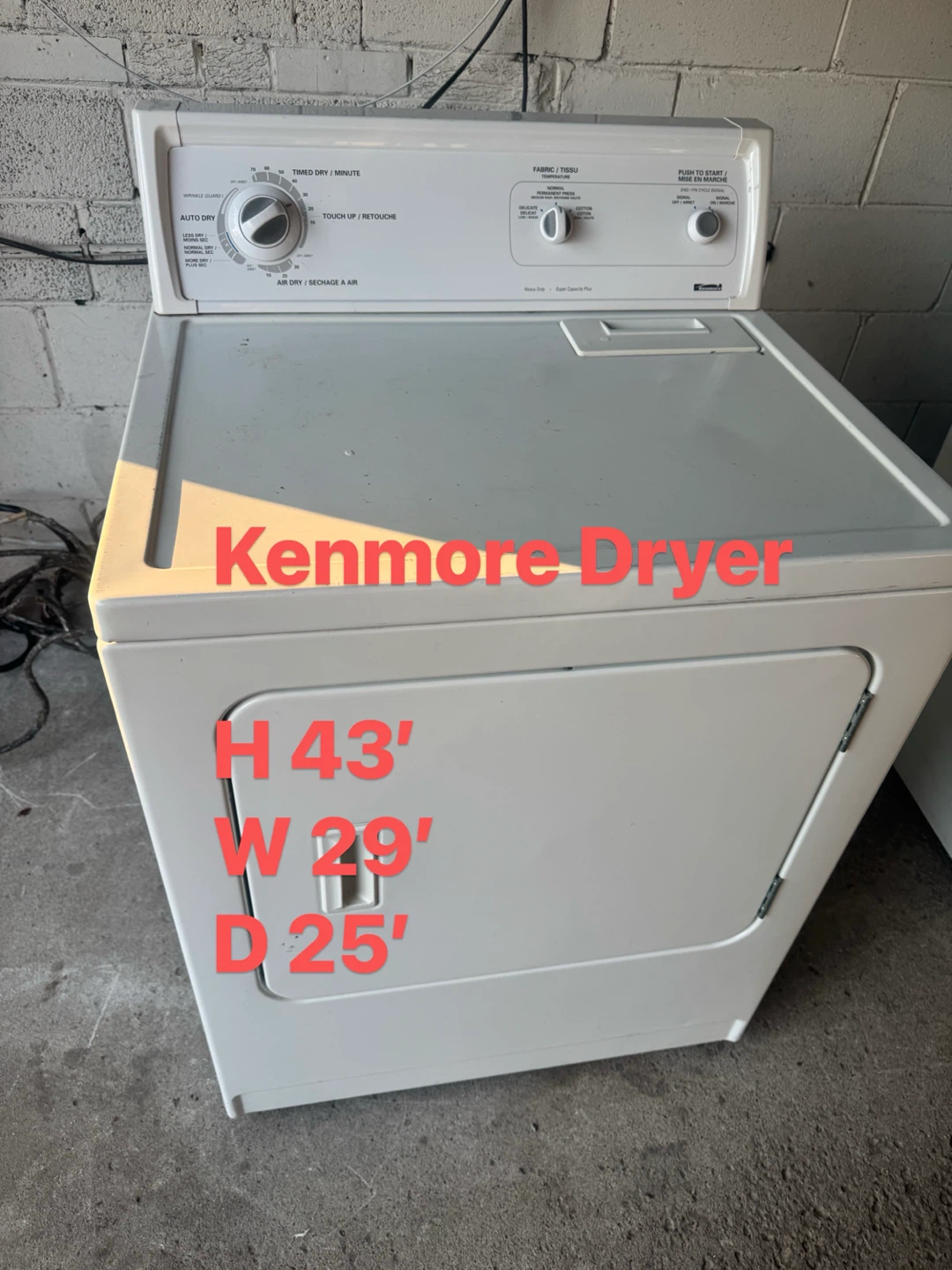 Good condition Kenmore Dryer $110