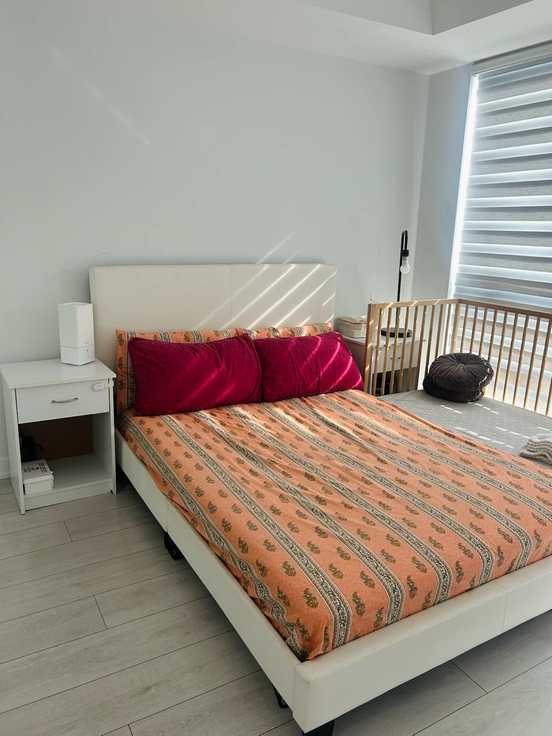White Faux Leather Double Bed with side tables - photo 2