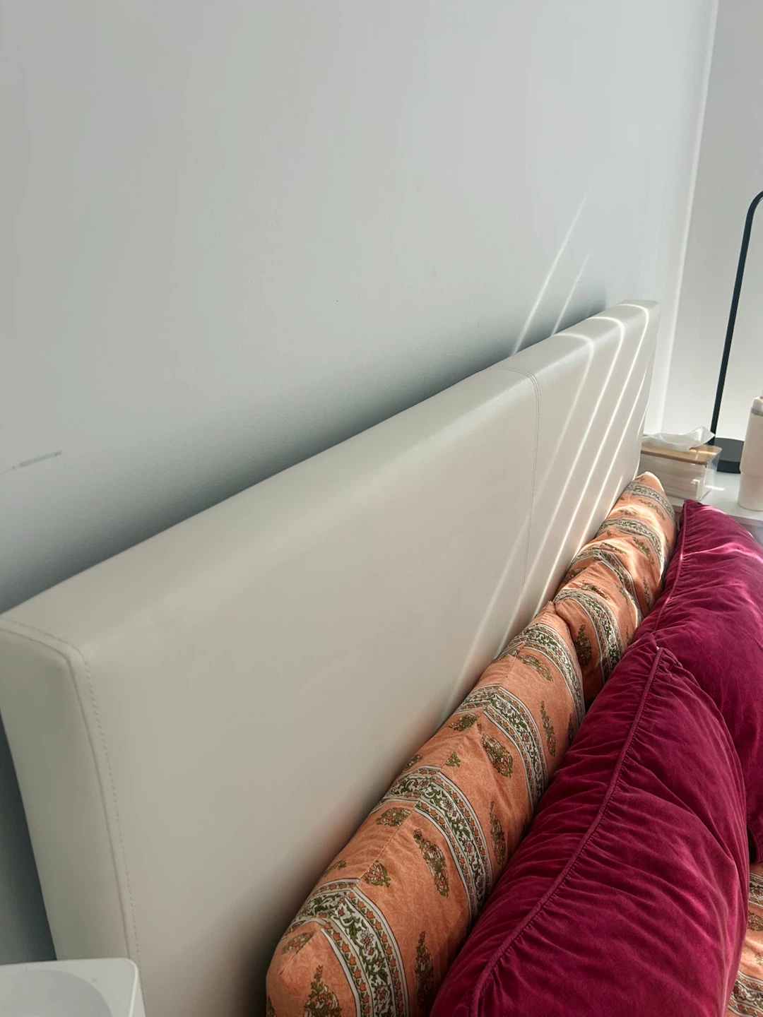 White Faux Leather Double Bed with side tables - photo 3