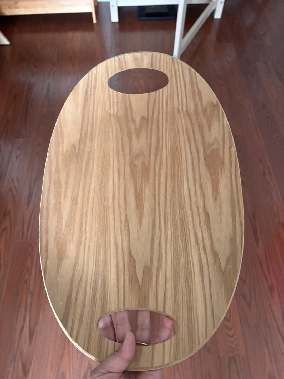 Japanese Nitori Anti Slip Oval Wooden Serving Tray with Handles