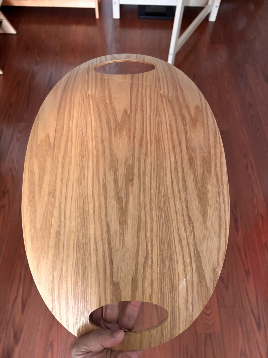 Japanese Nitori Anti Slip Oval Wooden Serving Tray with Handles - photo 2
