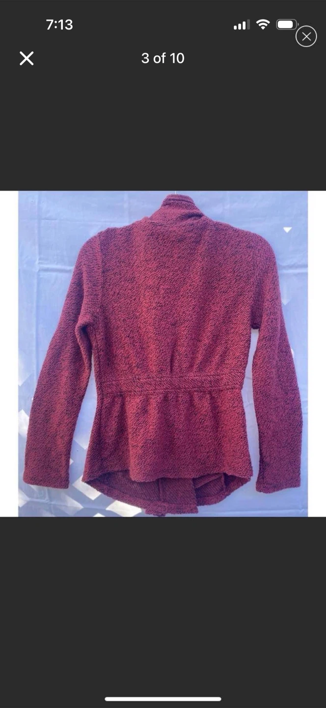 BNCI by Blanc Noir Red Tweed Knit Ruffle Zip Jacket New - photo 2