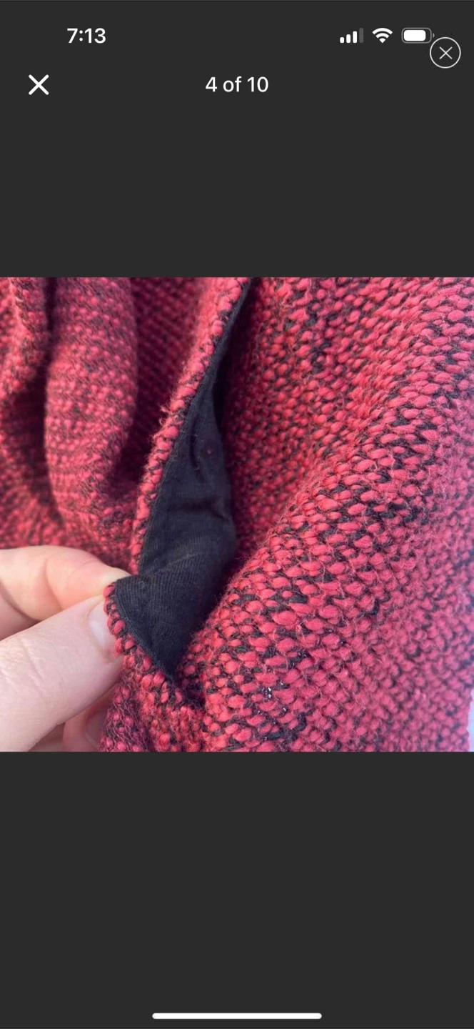 BNCI by Blanc Noir Red Tweed Knit Ruffle Zip Jacket New - photo 3