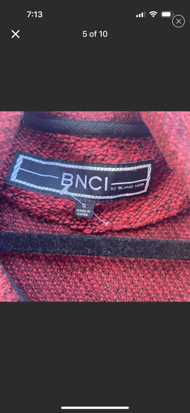 BNCI by Blanc Noir Red Tweed Knit Ruffle Zip Jacket New - photo 4
