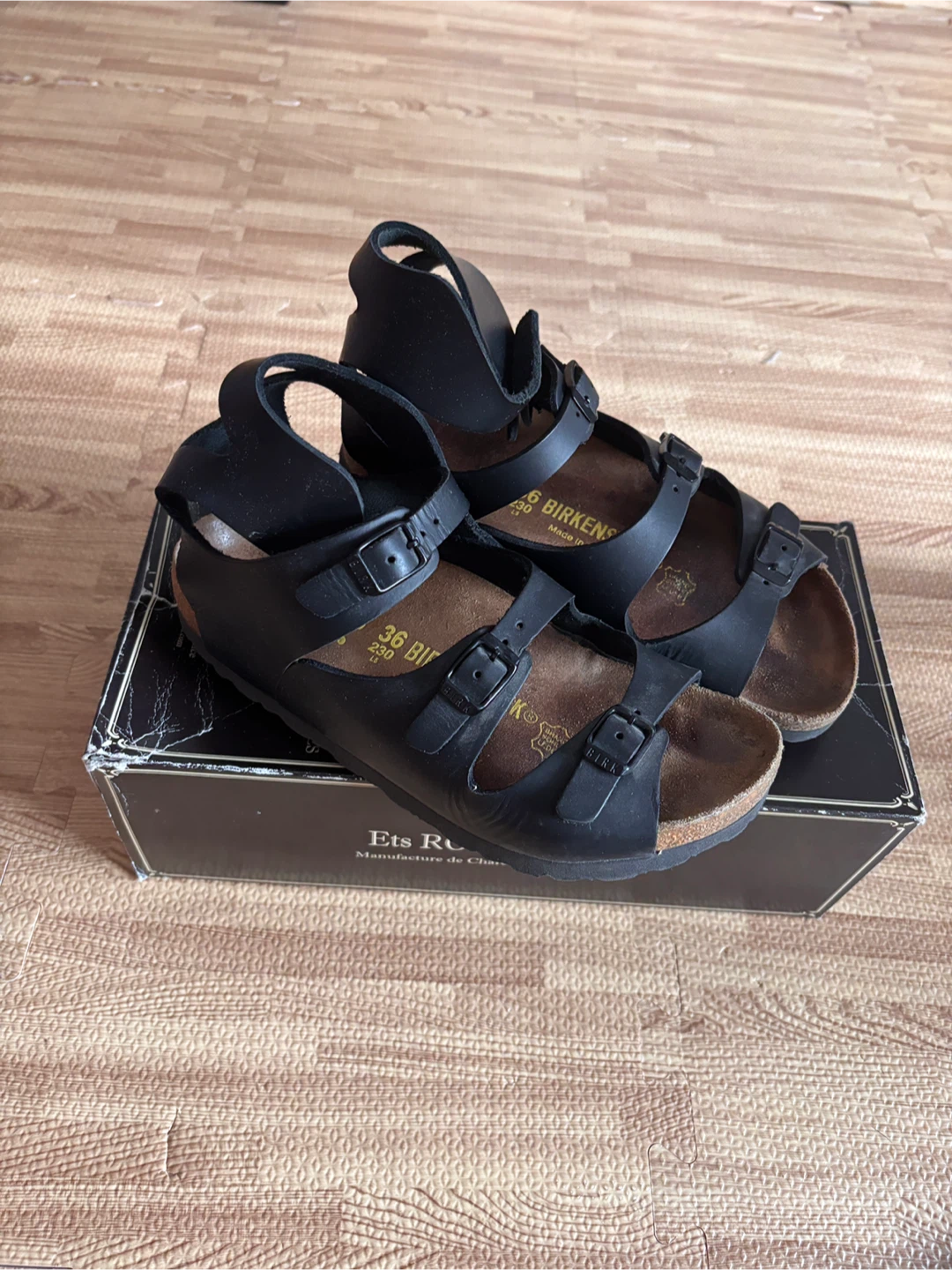 Birkenstock Black Leather Gladiator Sandals