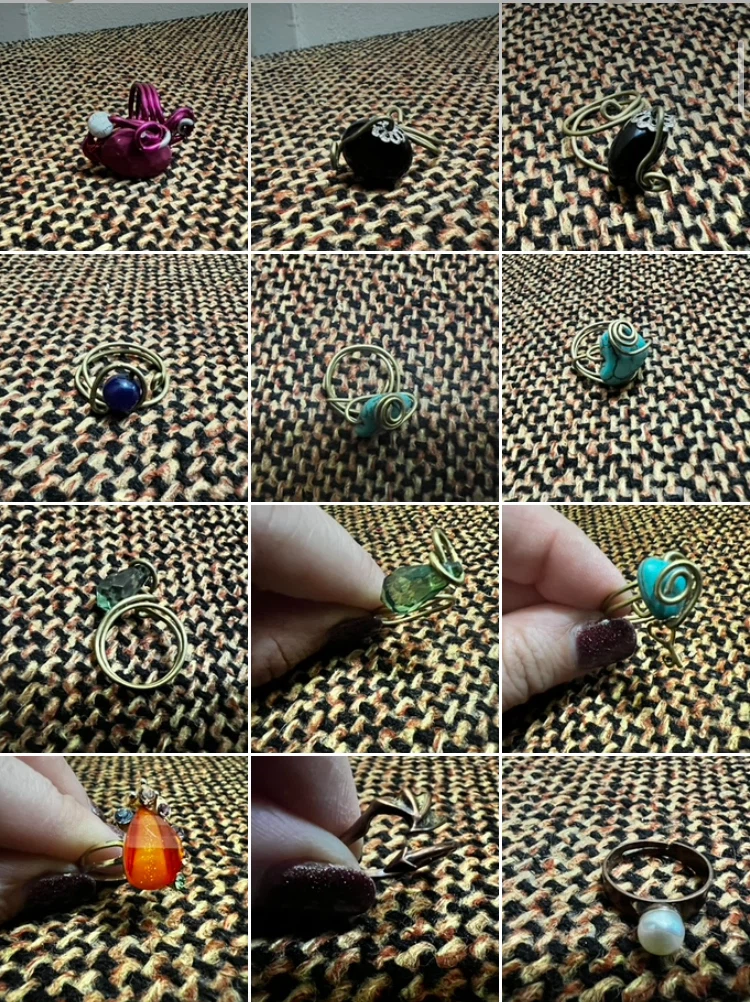 Assorted Handmade Wire Wrapped and Metal Rings-price of Each