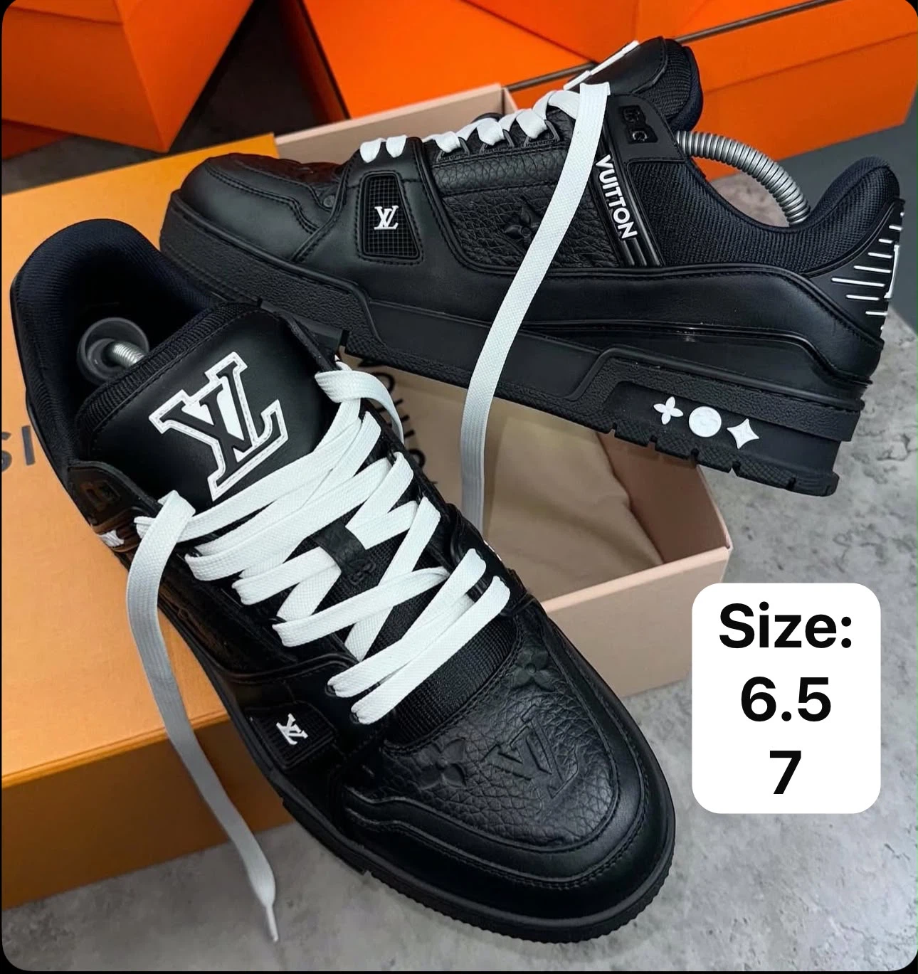 Louis Vuitton Black Sneakers - Size 6.5 or 7