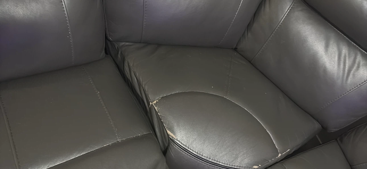 Grey Leather Sectional Recliner Sofa - photo 4