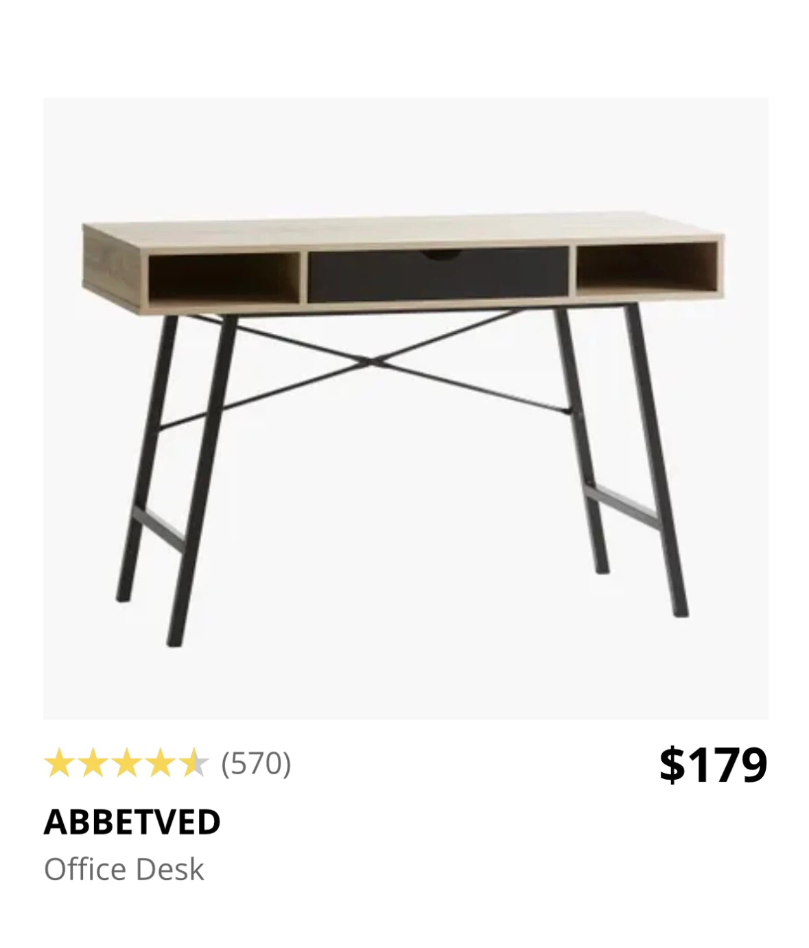 ABBETVED Office Desk with Drawer and Shelves