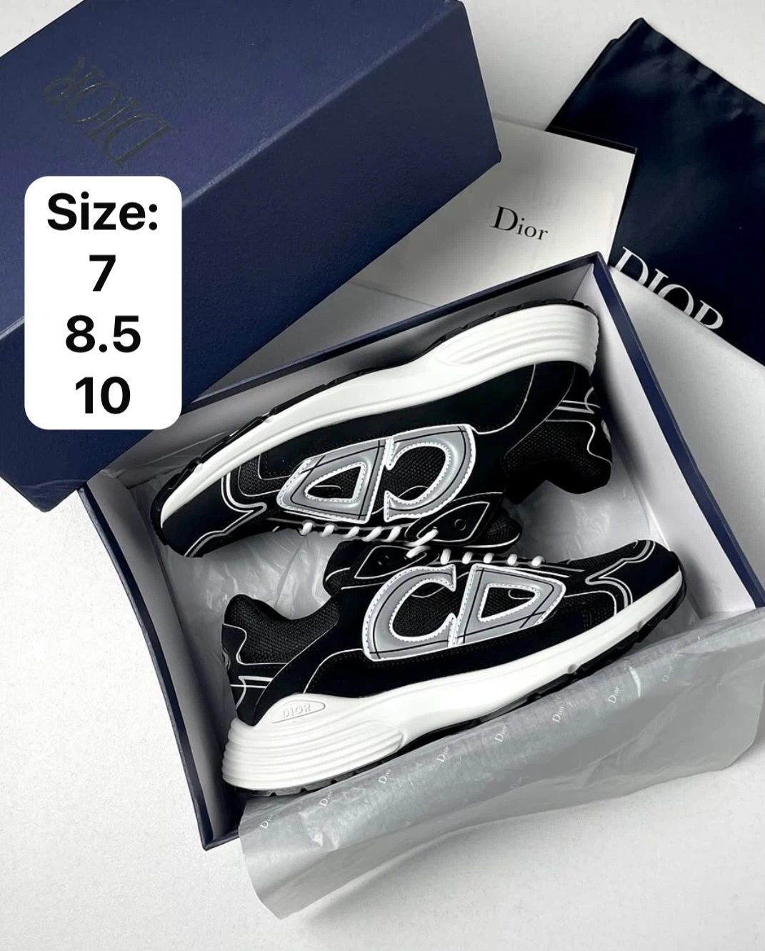 Christian Dior B23 Sneakers Black CD Logo Men's Size 8.5 - photo 2