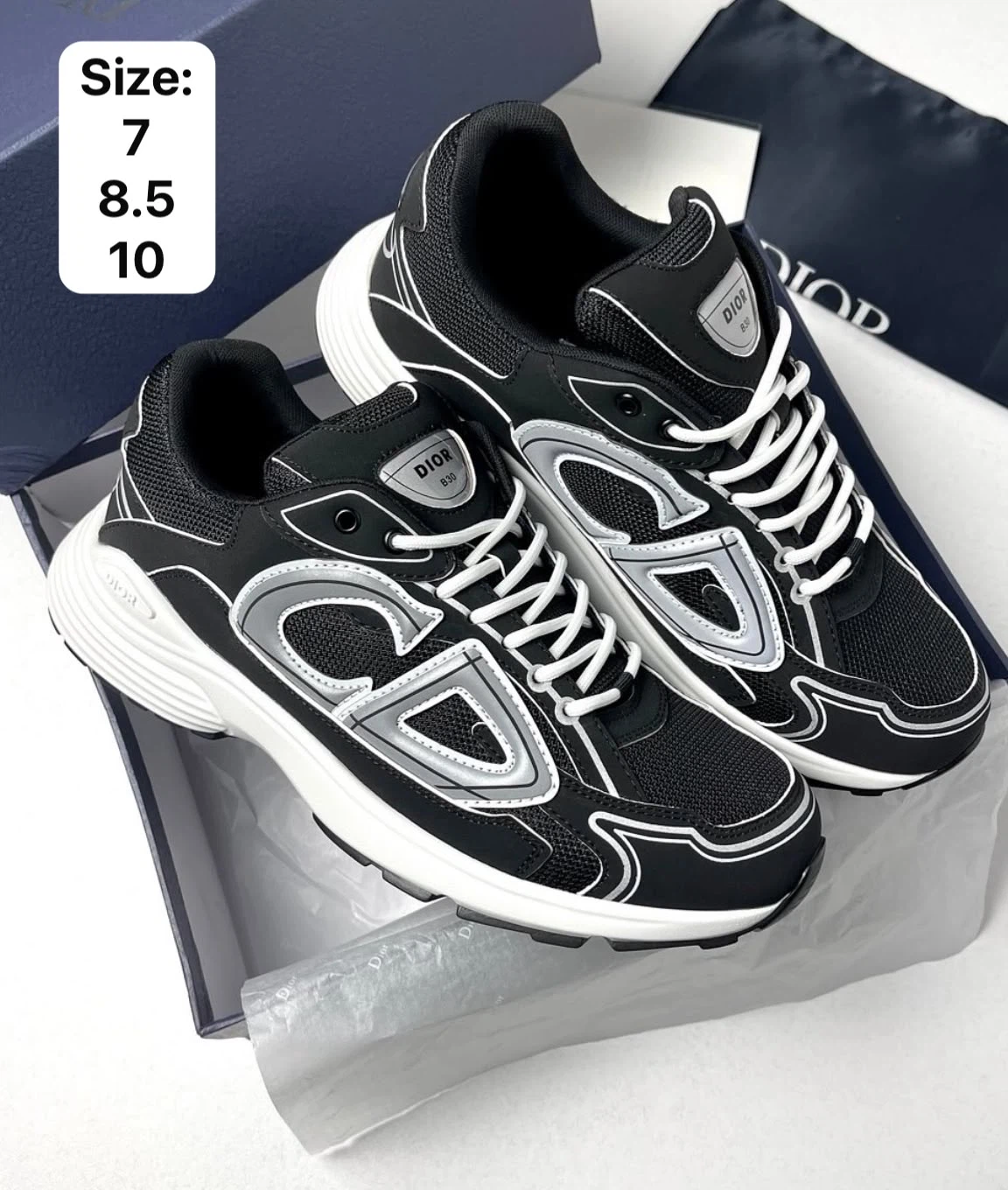 Christian Dior B23 Sneakers Black CD Logo Men's Size 8.5 - photo 3