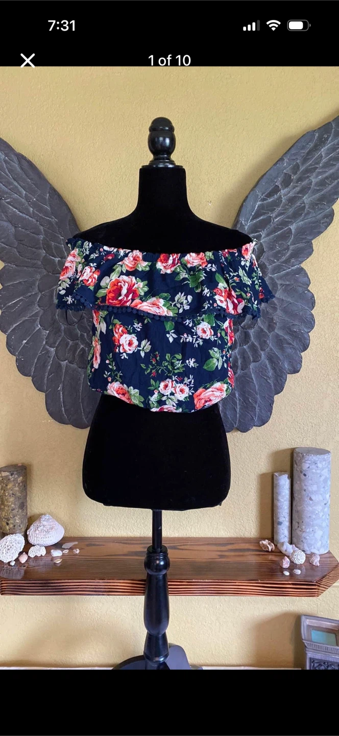 Ambiance Floral Off the Shoulder Crop Top Shirt