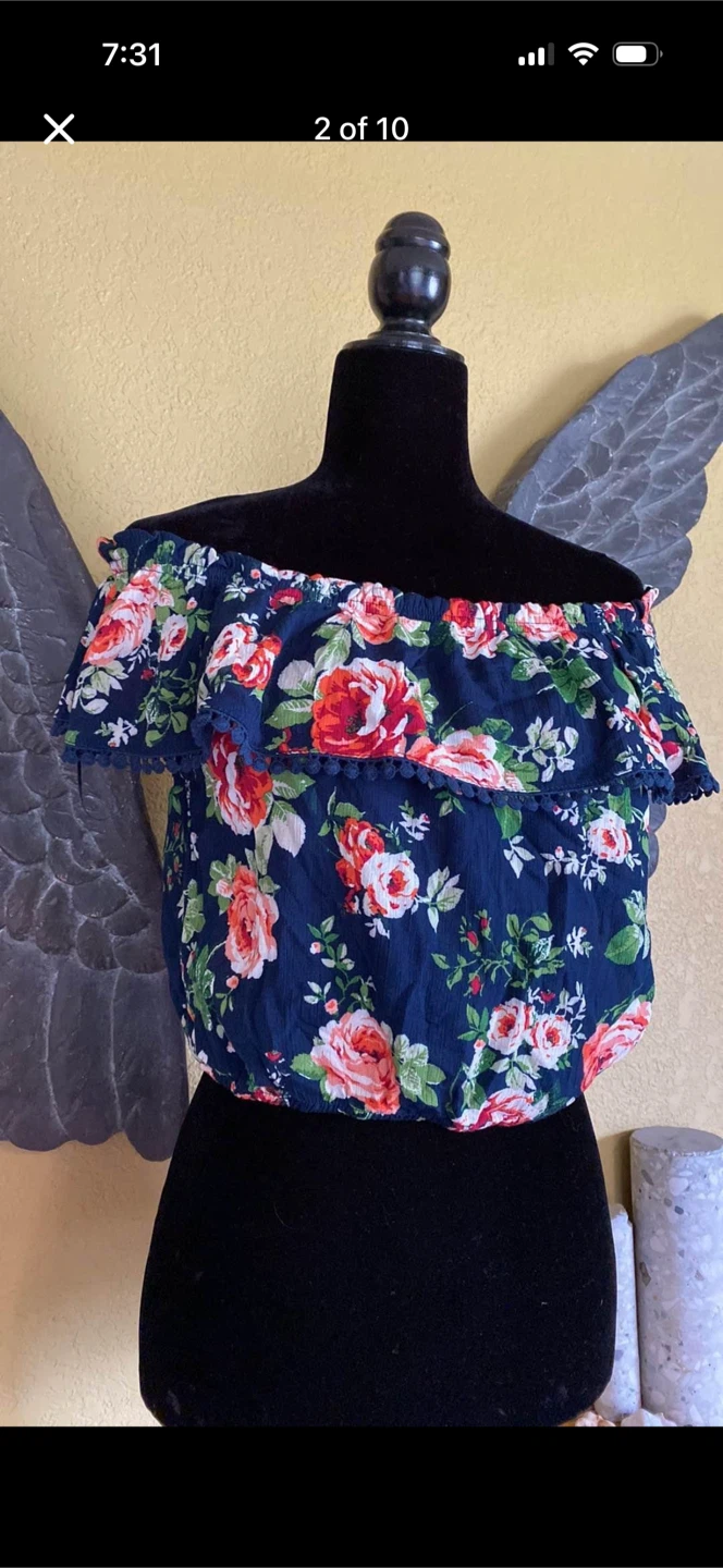Ambiance Floral Off the Shoulder Crop Top Shirt - photo 2